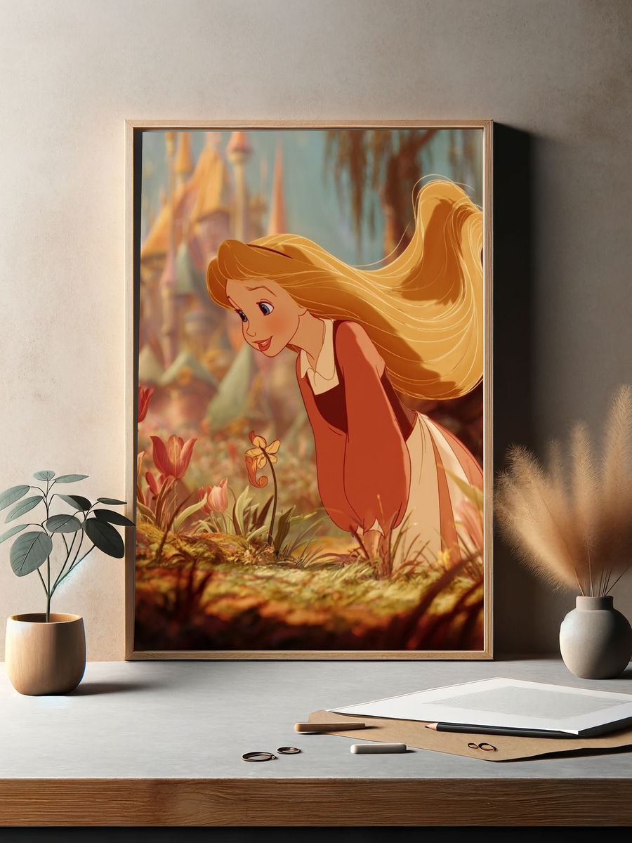 Whimsical Girl in Garden — Illustration Print. — room view 2