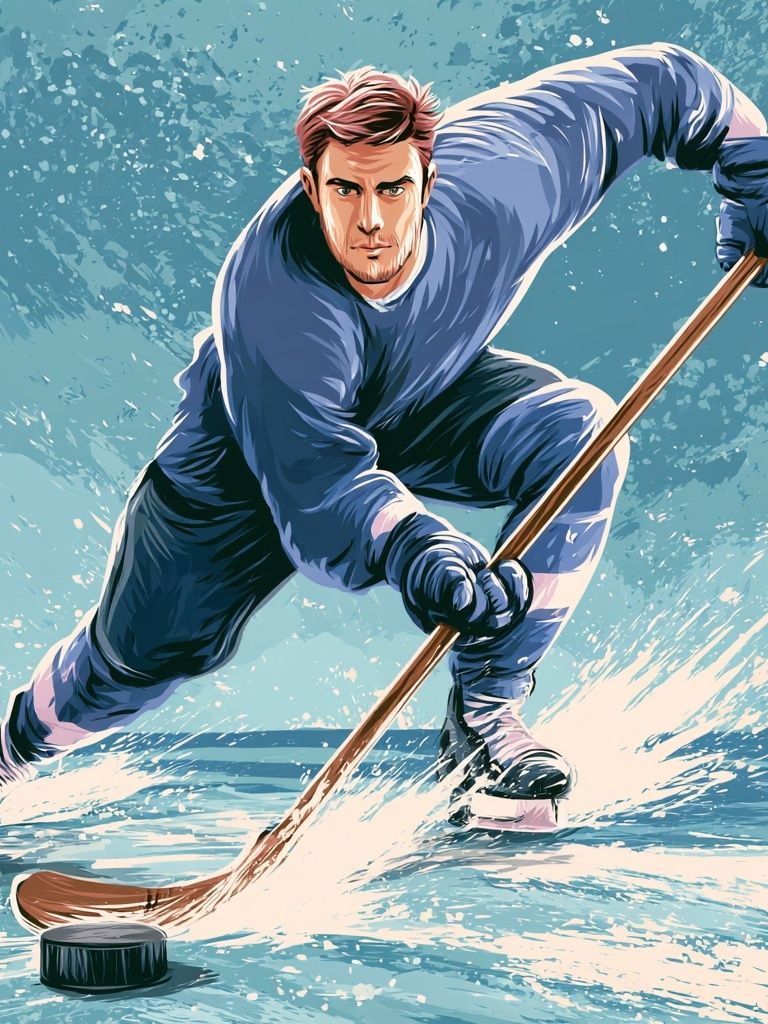 Ice Hockey Action Illustration Poster. poster detail