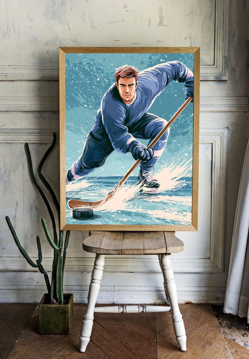 Ice Hockey Action Illustration Poster. room preview