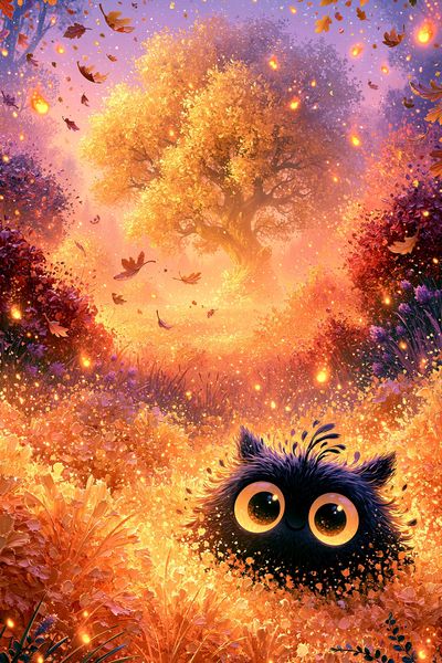 Whimsical Autumn Owl Illustration Poster.