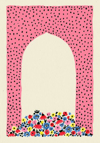 Pink Floral Arch Illustration Poster. poster