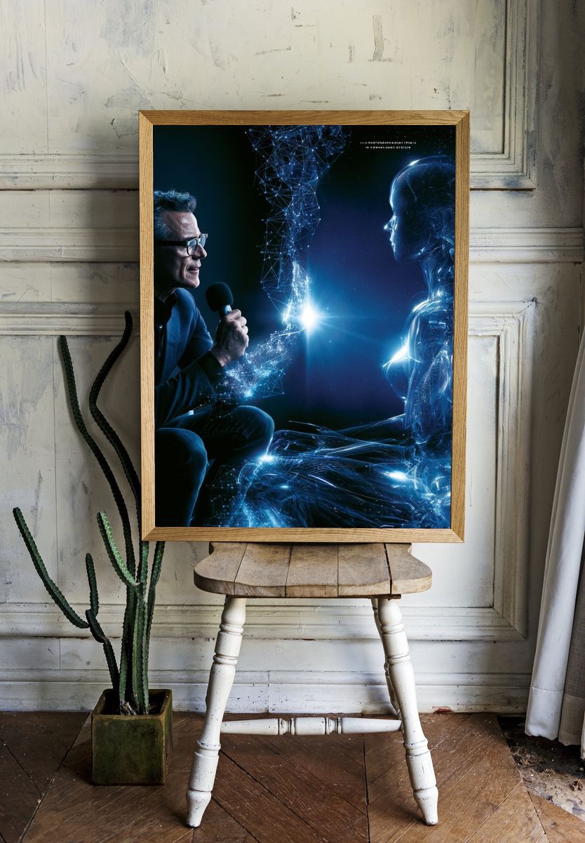 AI Interview Neon Digital Art Poster. — room view 1