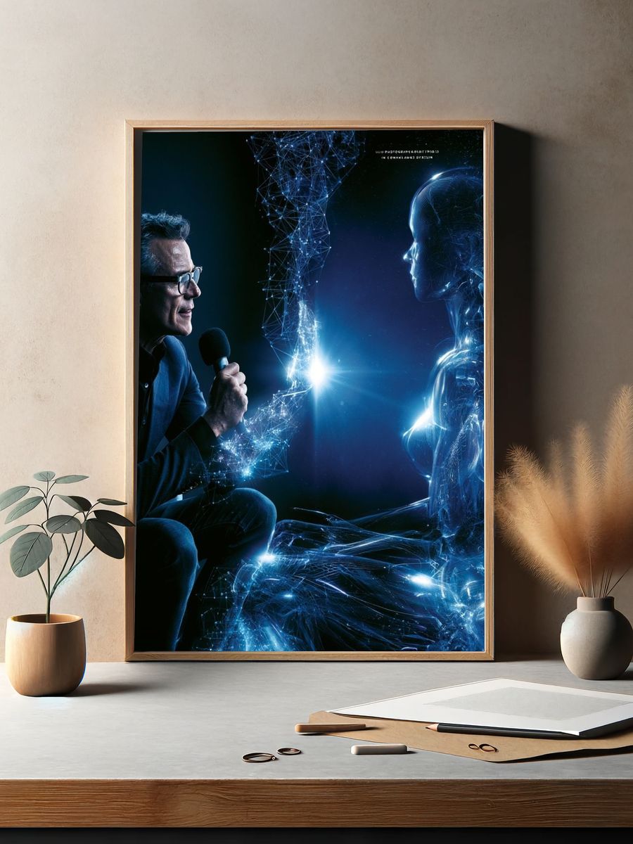 AI Interview Neon Digital Art Poster. — room view 2