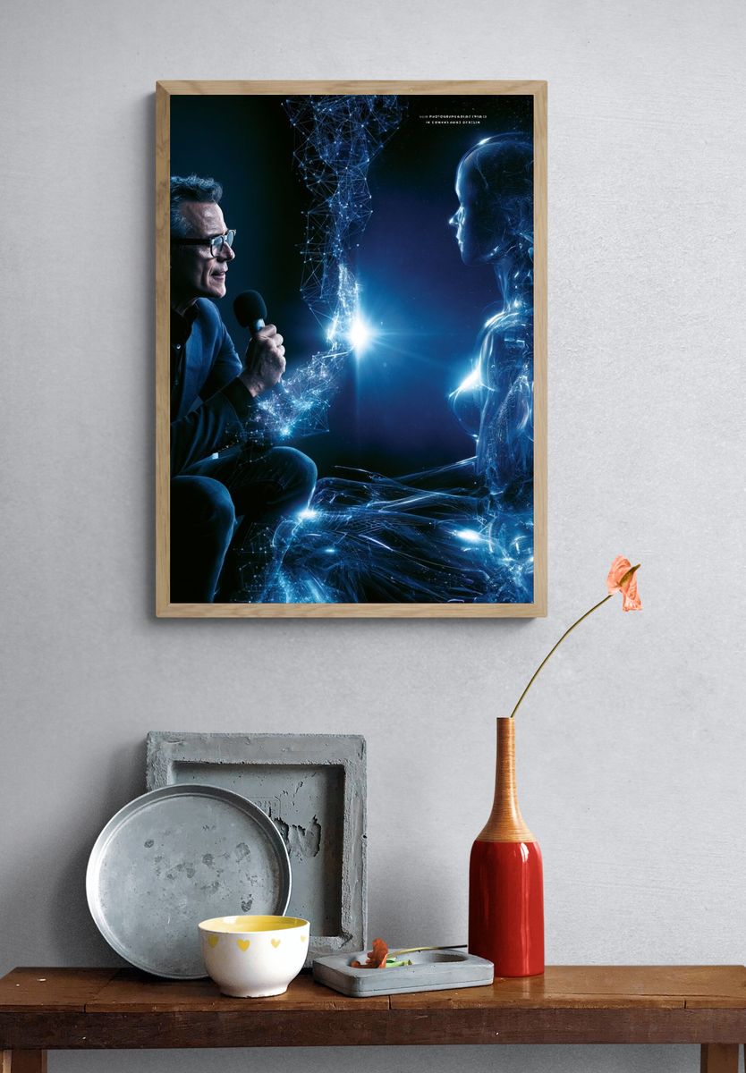 AI Interview Neon Digital Art Poster. — room view 3