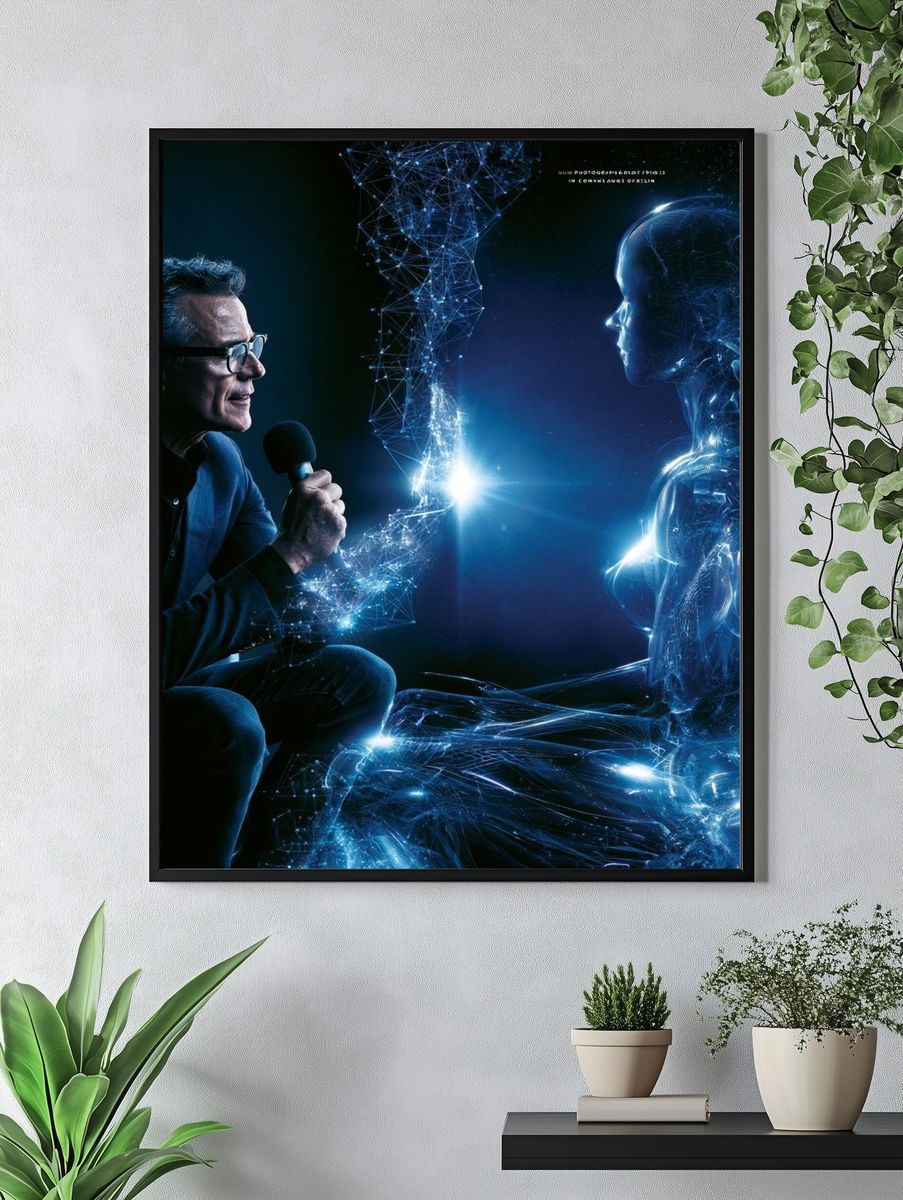 AI Interview Neon Digital Art Poster. — room view 4