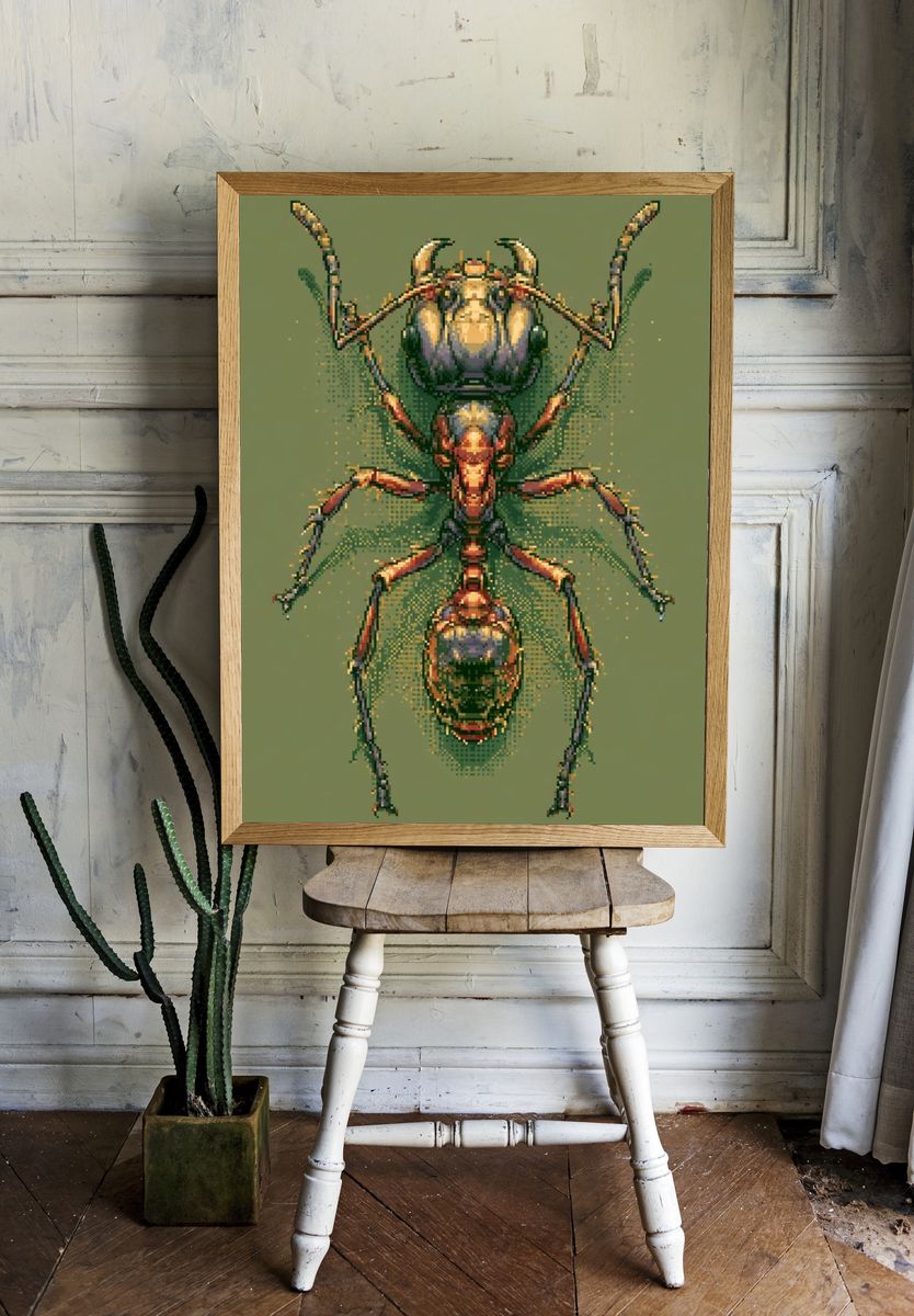 Pixel Ant Illustration Poster. room preview