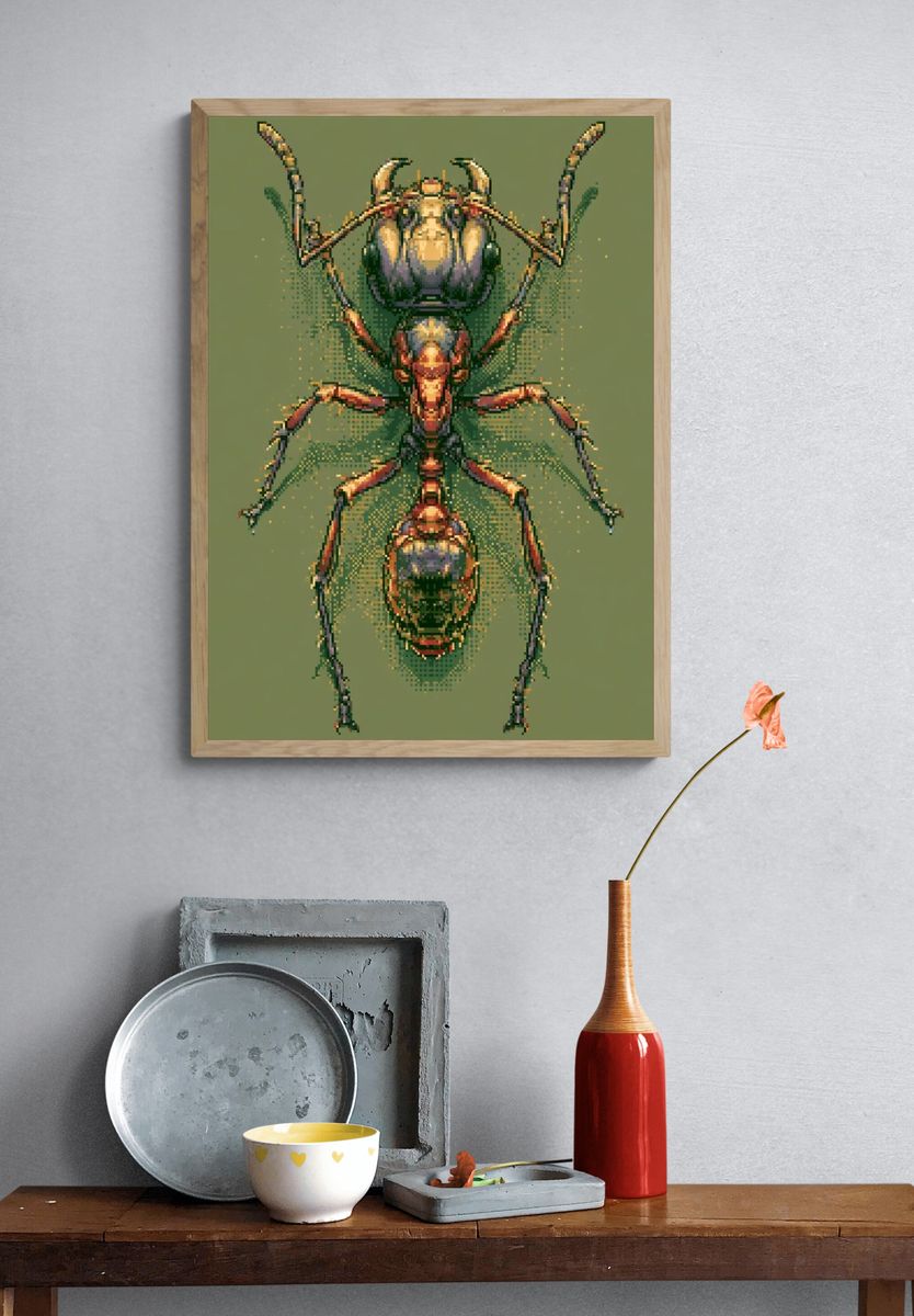 Pixel Ant Illustration Poster. — room view 3