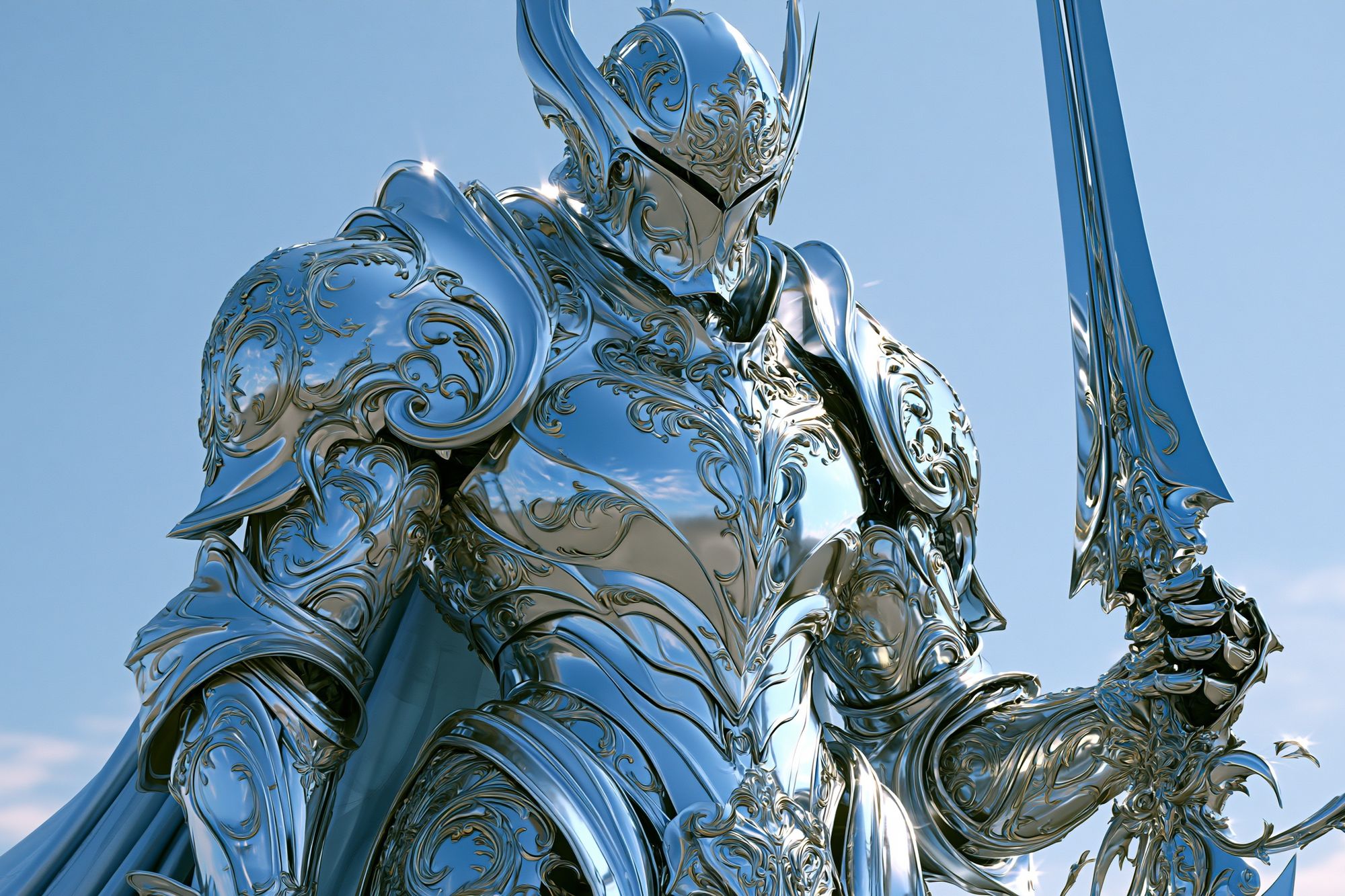 Silver Knight Fantasy Illustration Poster. poster — illustration art