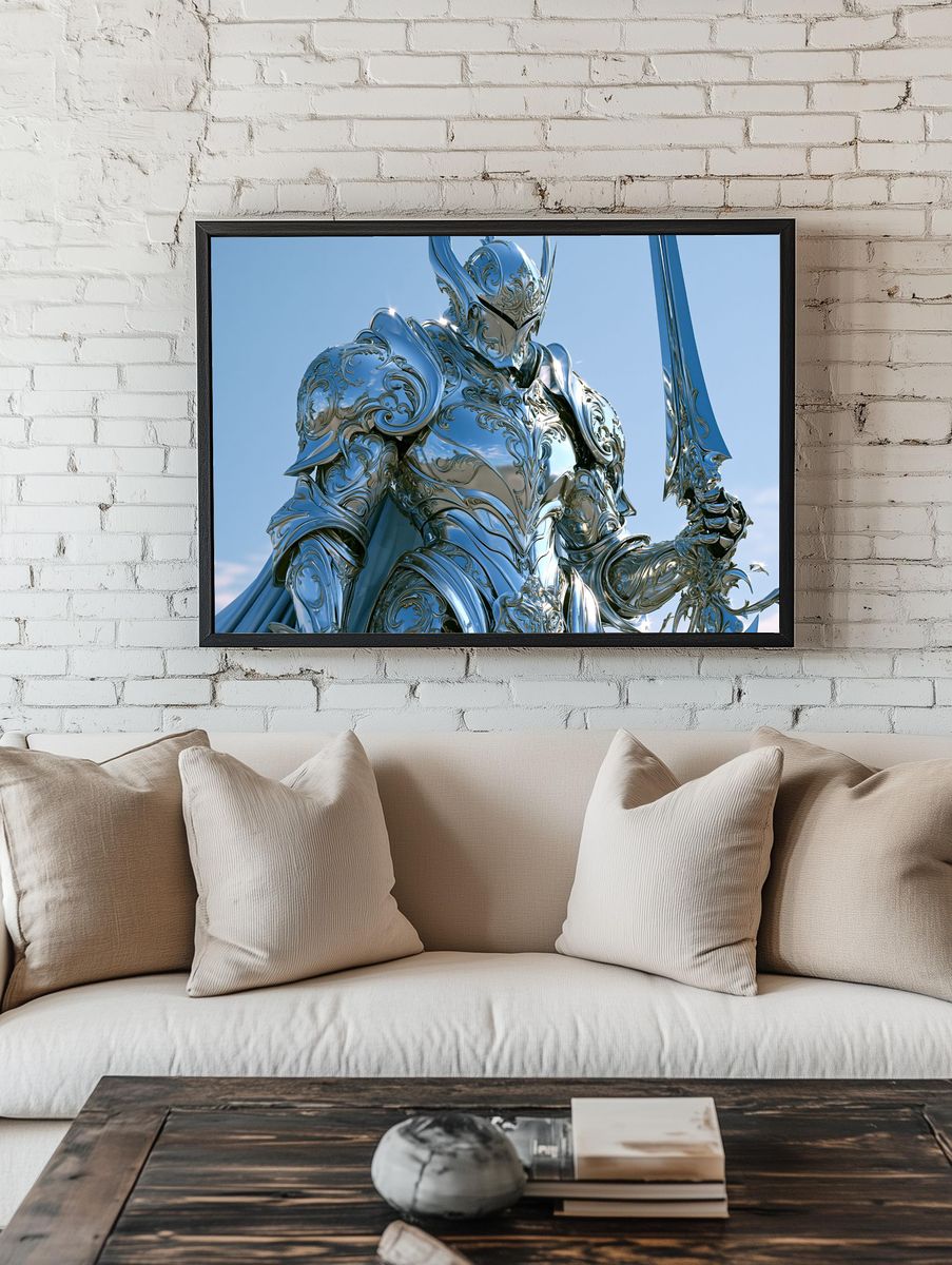 Silver Knight Fantasy Illustration Poster. room preview