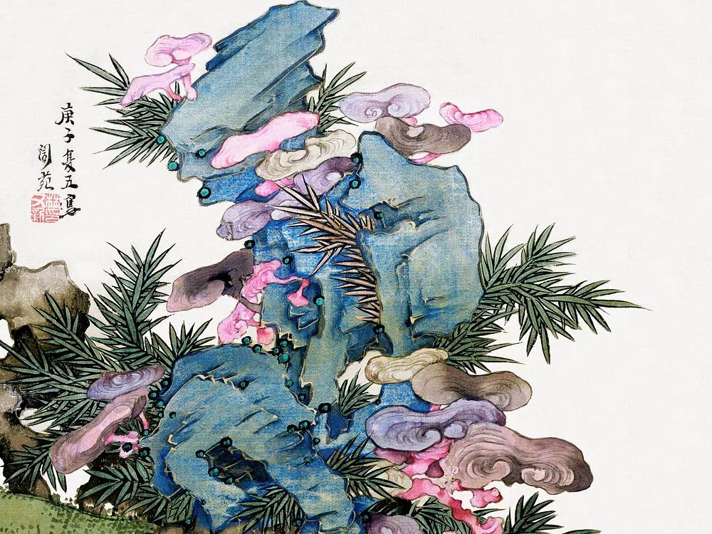 Japanese fungus bamboo (1810) vintage. poster — illustration art