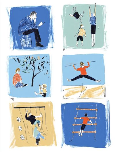 Playful Childhood Moments — Illustration Print. poster print