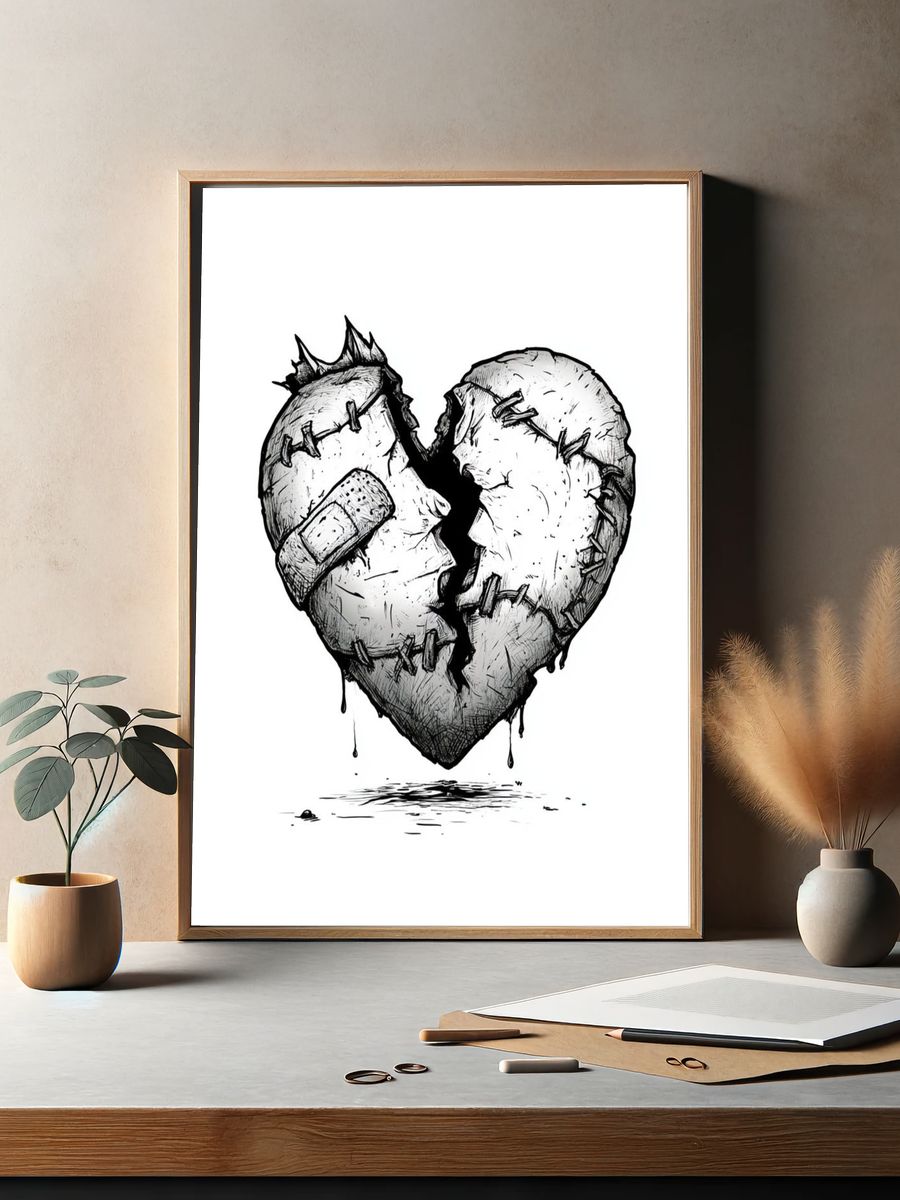 Broken Heart Ink Print. — room view 2