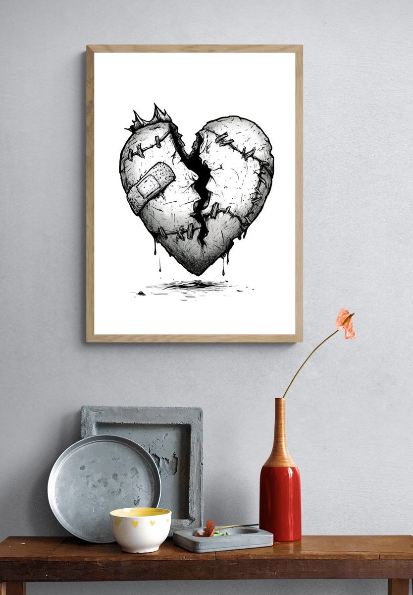 Broken Heart Ink Print. — room view 3