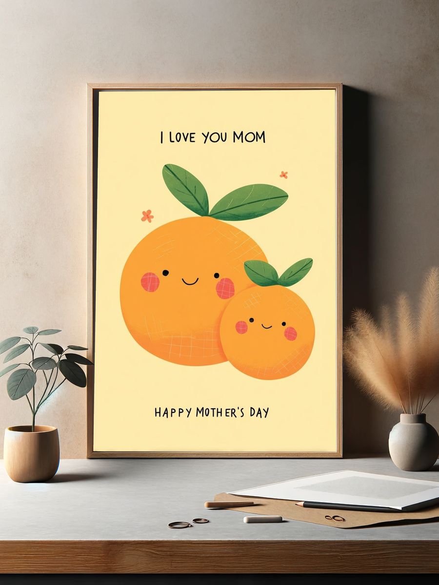 Mother's Day Orange Illustration Poster. — room view 2