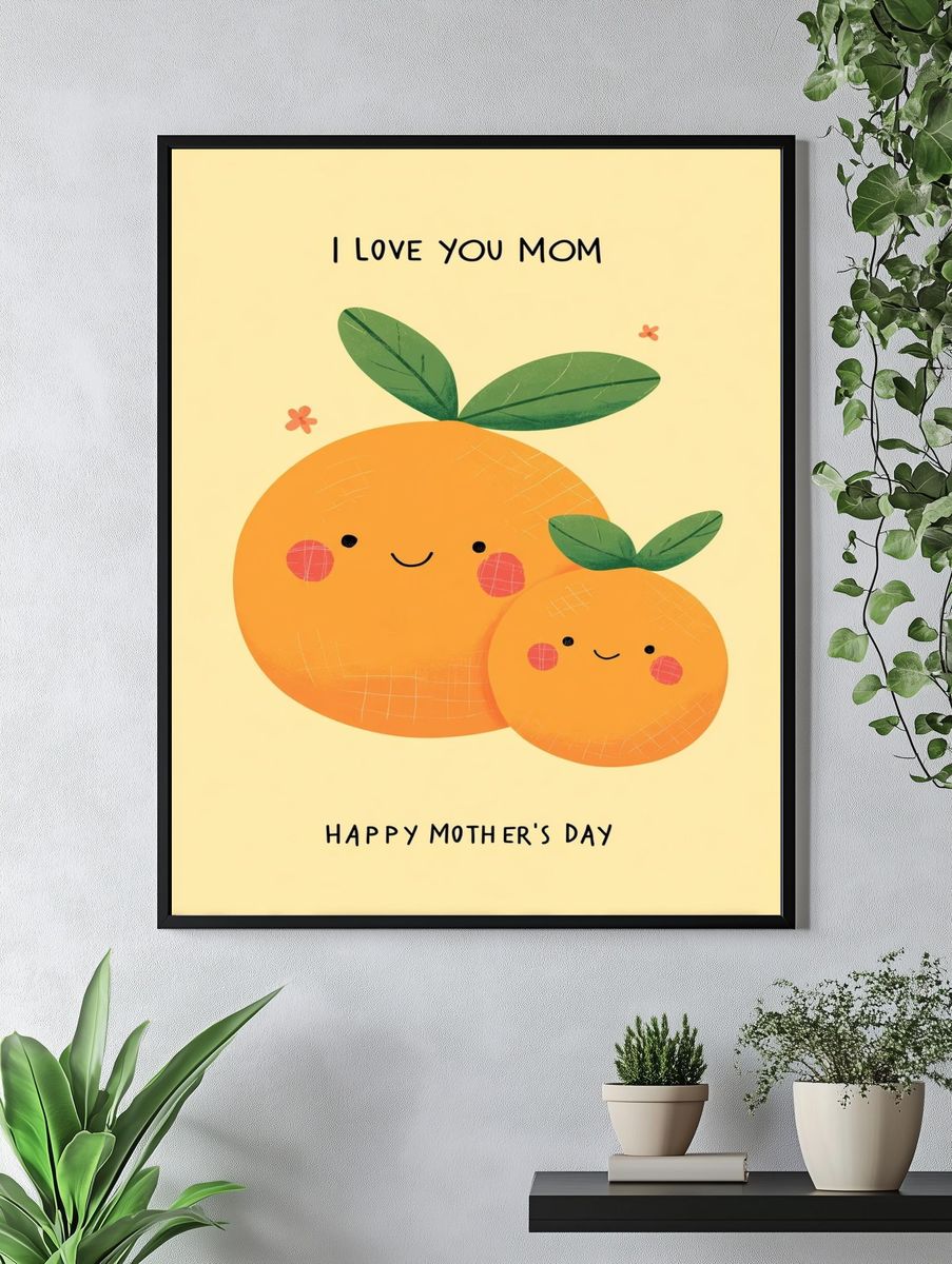 Mother's Day Orange Illustration Poster. — room view 4
