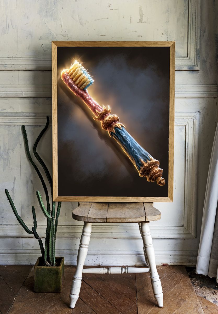 Enchanted Toothbrush Fantasy Illustration Poster. room preview