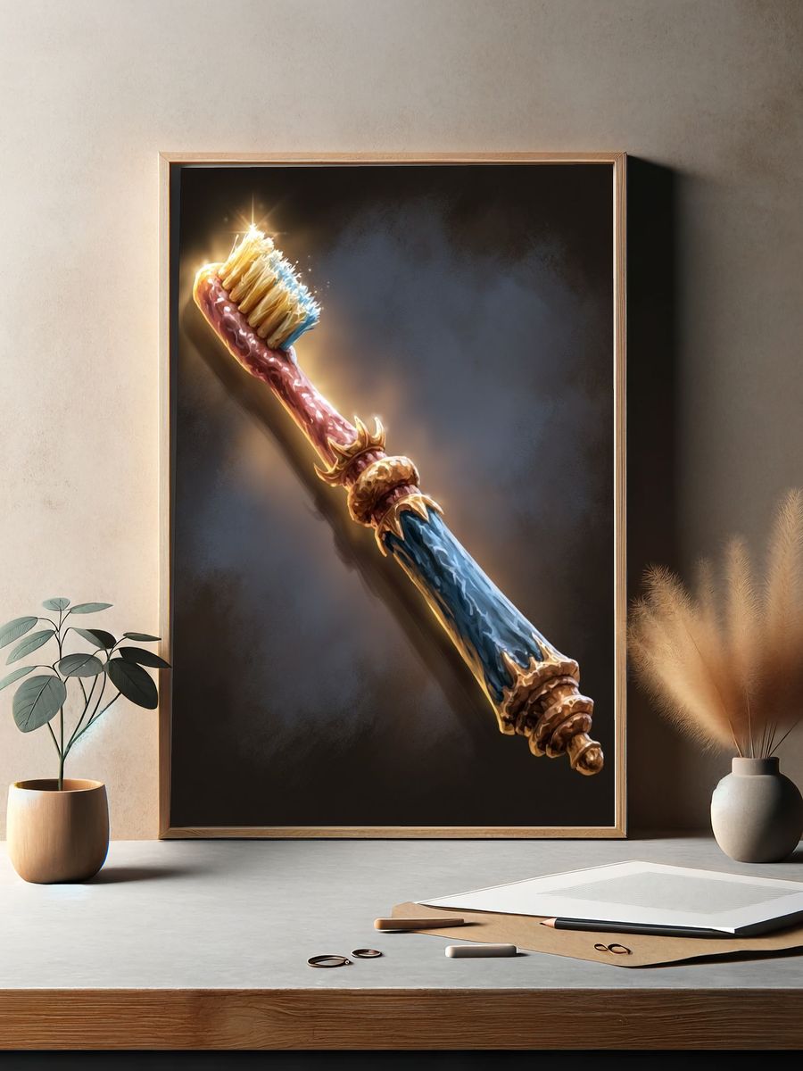 Enchanted Toothbrush Fantasy Illustration Poster. — room view 2