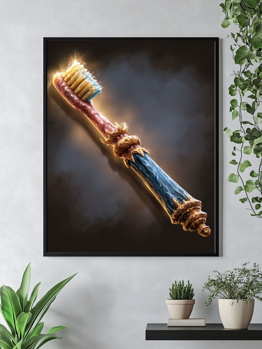 Enchanted Toothbrush Fantasy Illustration Poster. — room view 4