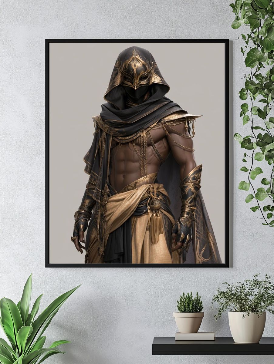 Masked Warrior Fantasy Illustration Poster. — room view 4