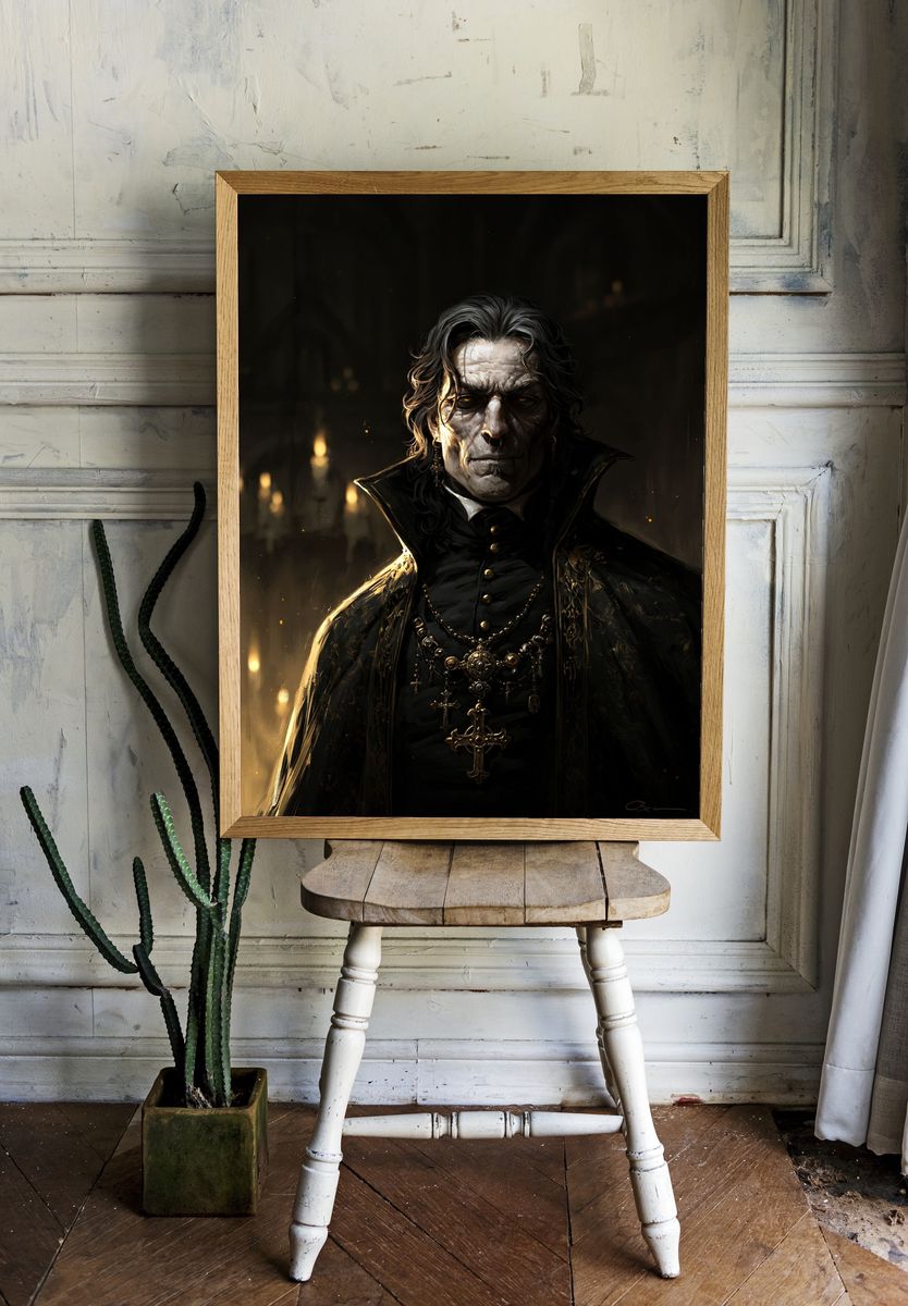 Gothic Vampire Portrait Print. room preview