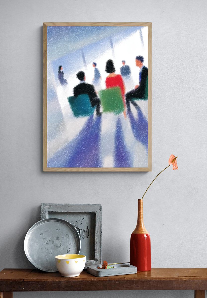 Abstract Meeting Scene Illustration Poster. — room view 3