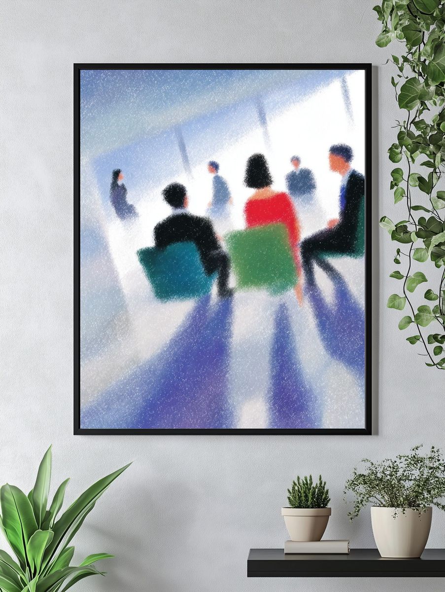 Abstract Meeting Scene Illustration Poster. — room view 4