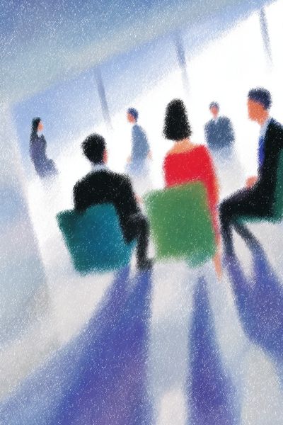 Abstract Meeting Scene Illustration Poster.