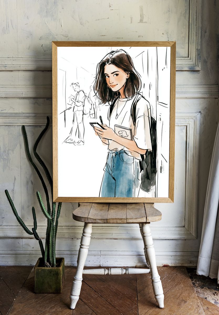 Fashion Sketch Girl Illustration Poster. room preview