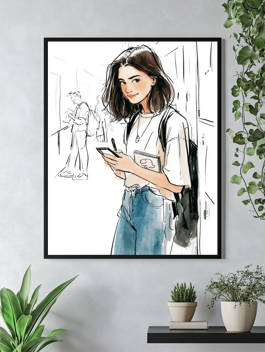 Fashion Sketch Girl Illustration Poster. — room view 4