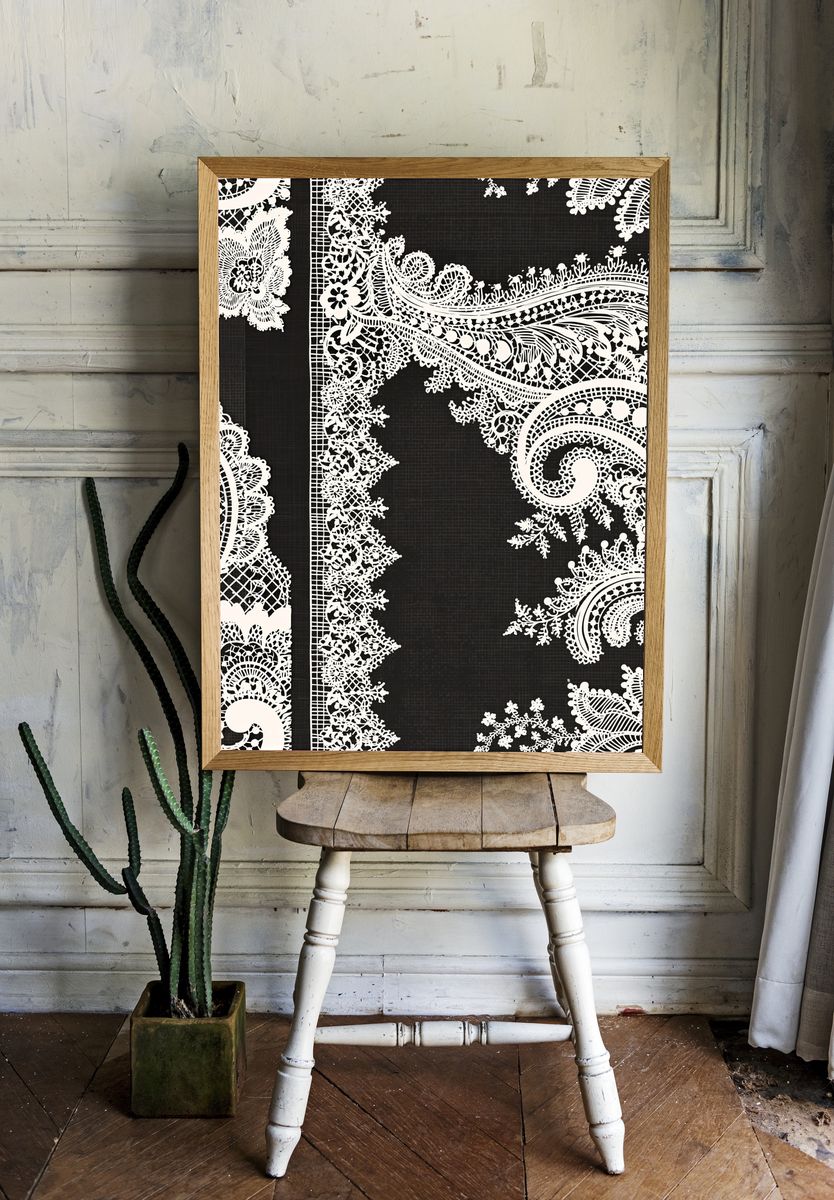 Paisley Lace Pattern Print. room preview