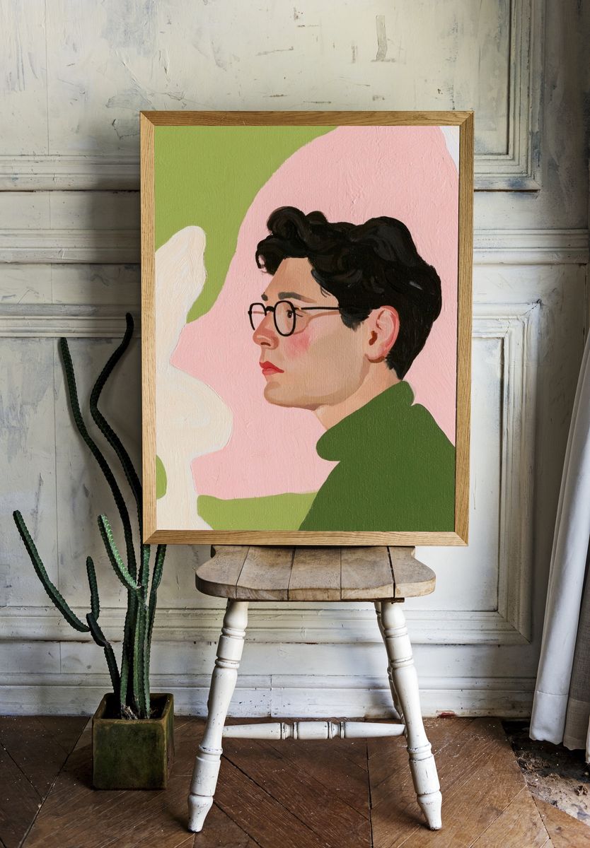 Portrait in Pastel Illustration Poster. room preview