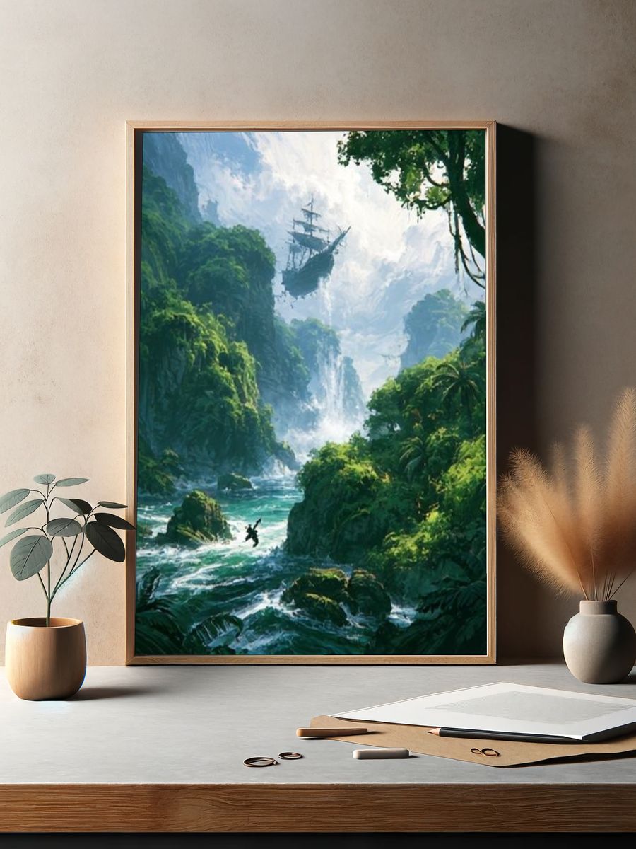Floating Pirate Ship Jungle Print. — room view 2