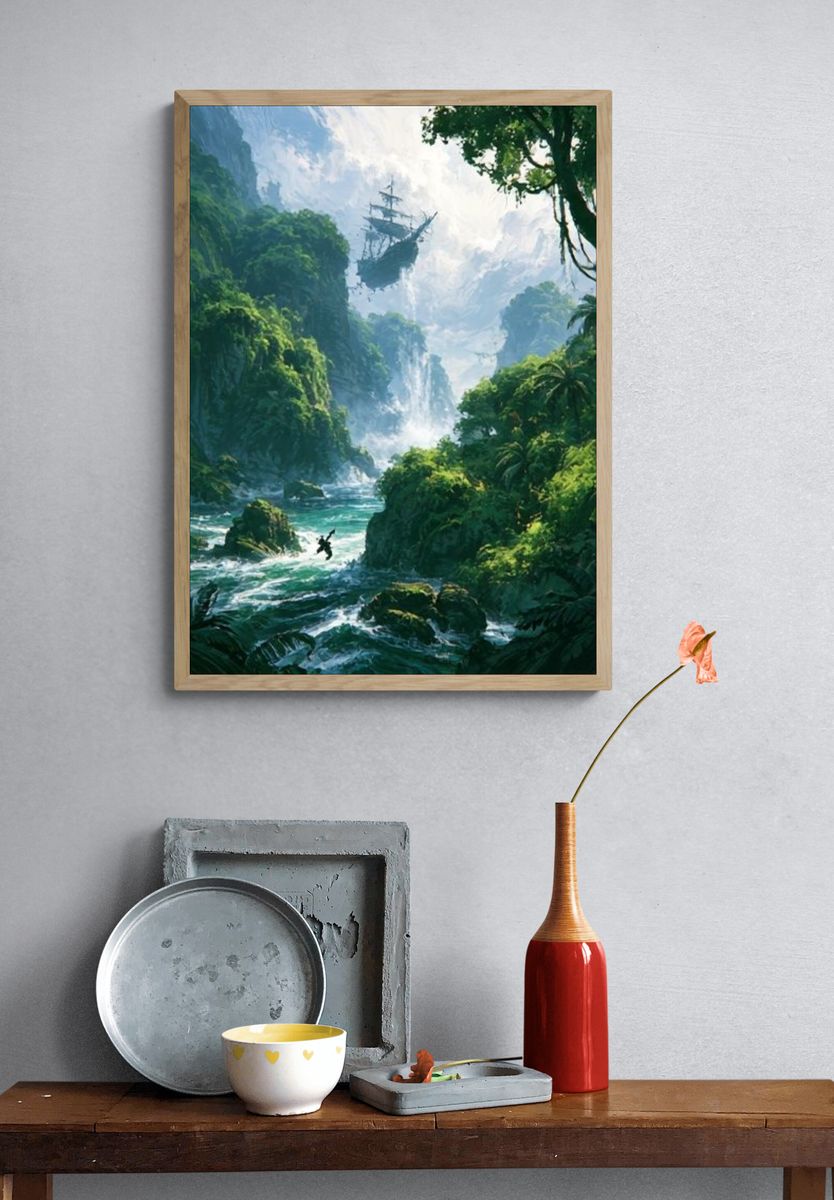 Floating Pirate Ship Jungle Print. — room view 3
