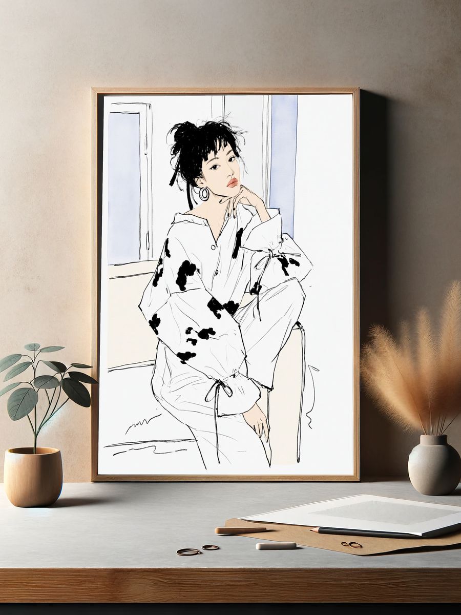 Fashion Portrait Illustration Poster. — room view 2