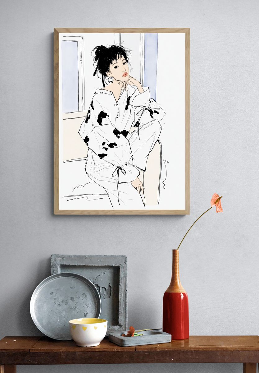 Fashion Portrait Illustration Poster. — room view 3