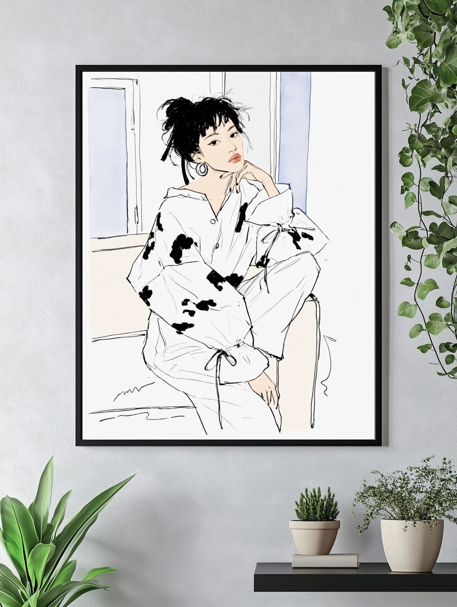 Fashion Portrait Illustration Poster. — room view 4