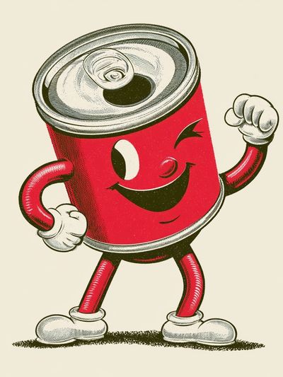 Smiling Soda Can Cartoon Poster. poster