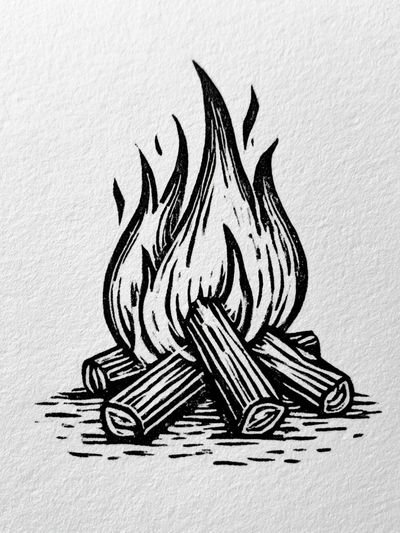 Campfire Line Art Poster. poster