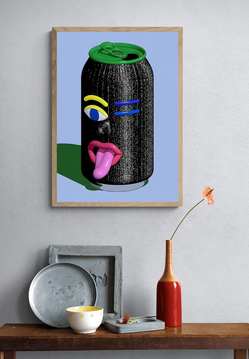 Surreal Soda Can Typography Print. — room view 3