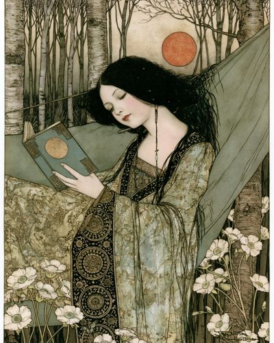 Art Nouveau Forest Reader Print.