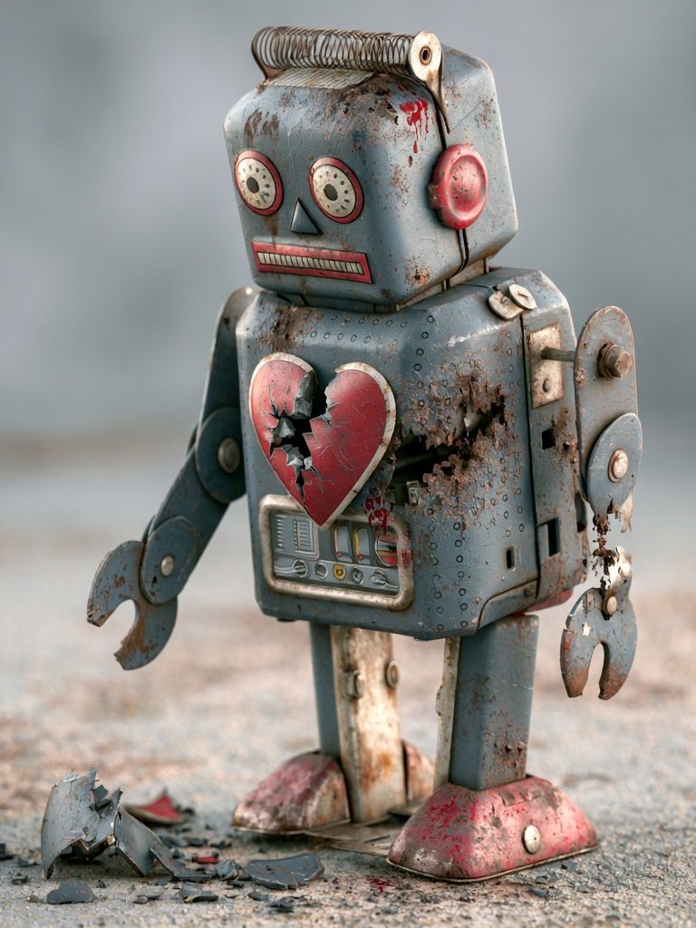 Broken Toy Robot Illustration Poster. poster detail