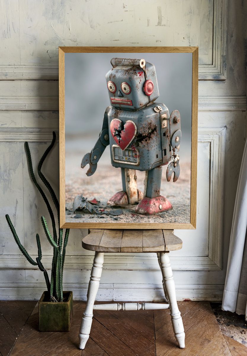 Broken Toy Robot Illustration Poster. room preview