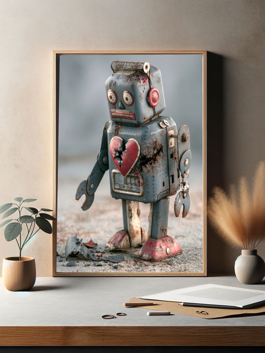 Broken Toy Robot Illustration Poster. — room view 2