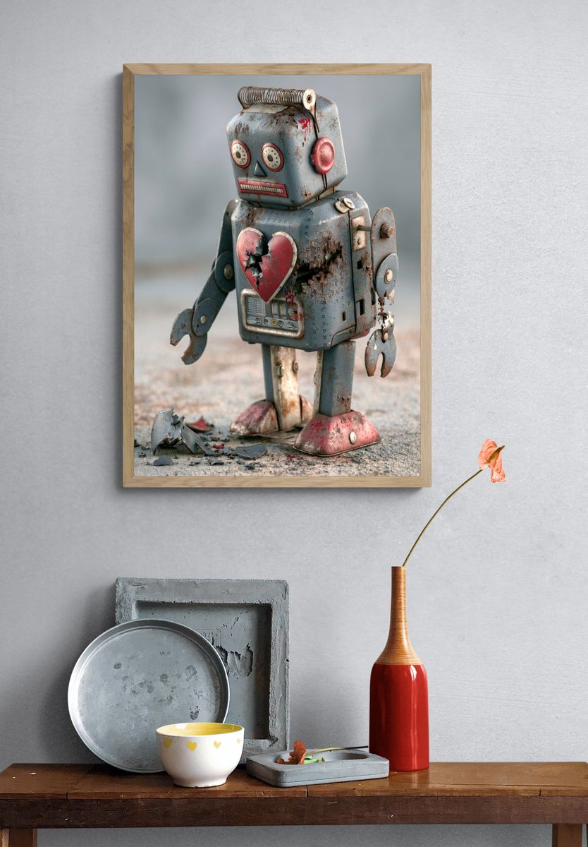 Broken Toy Robot Illustration Poster. — room view 3