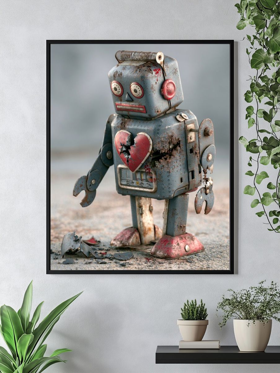 Broken Toy Robot Illustration Poster. — room view 4