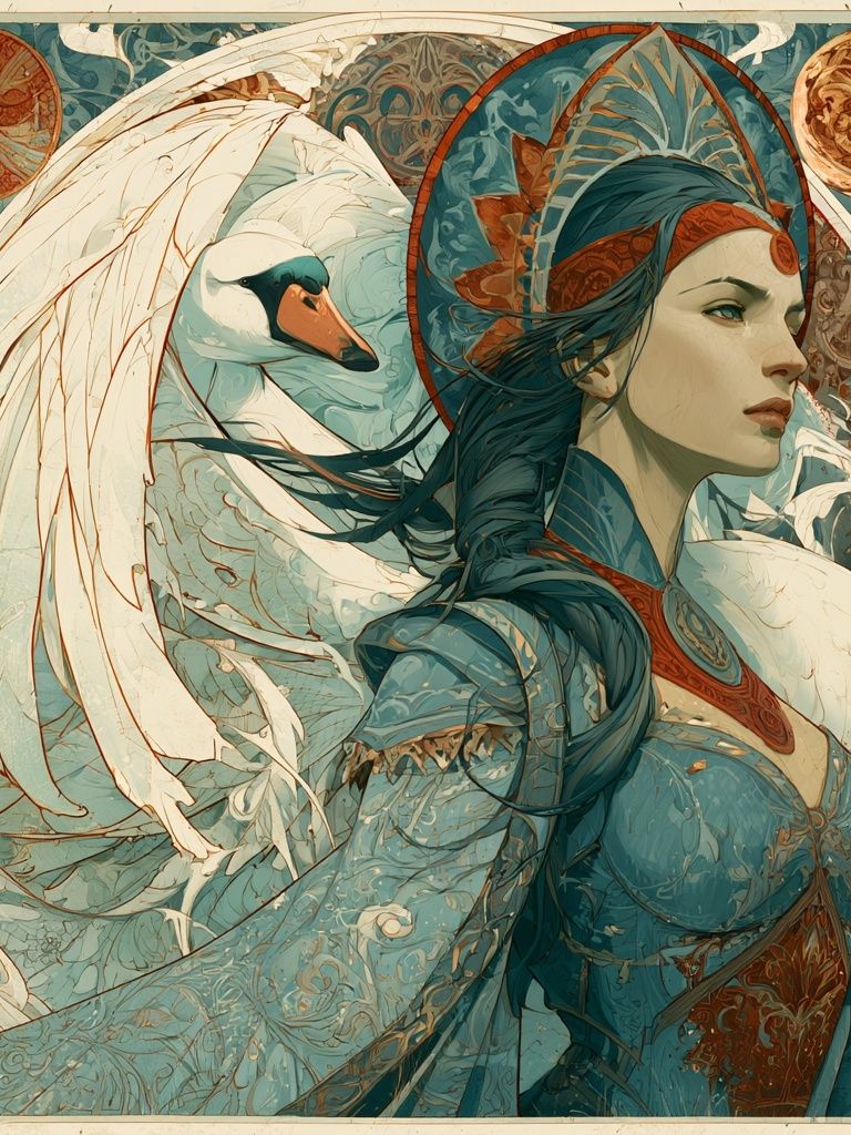 Swan Maiden Fantasy Illustration Poster. poster detail