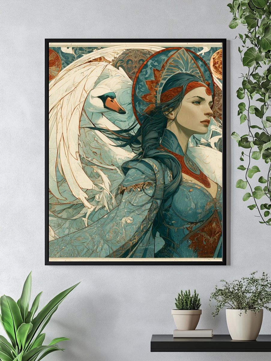 Swan Maiden Fantasy Illustration Poster. — room view 4