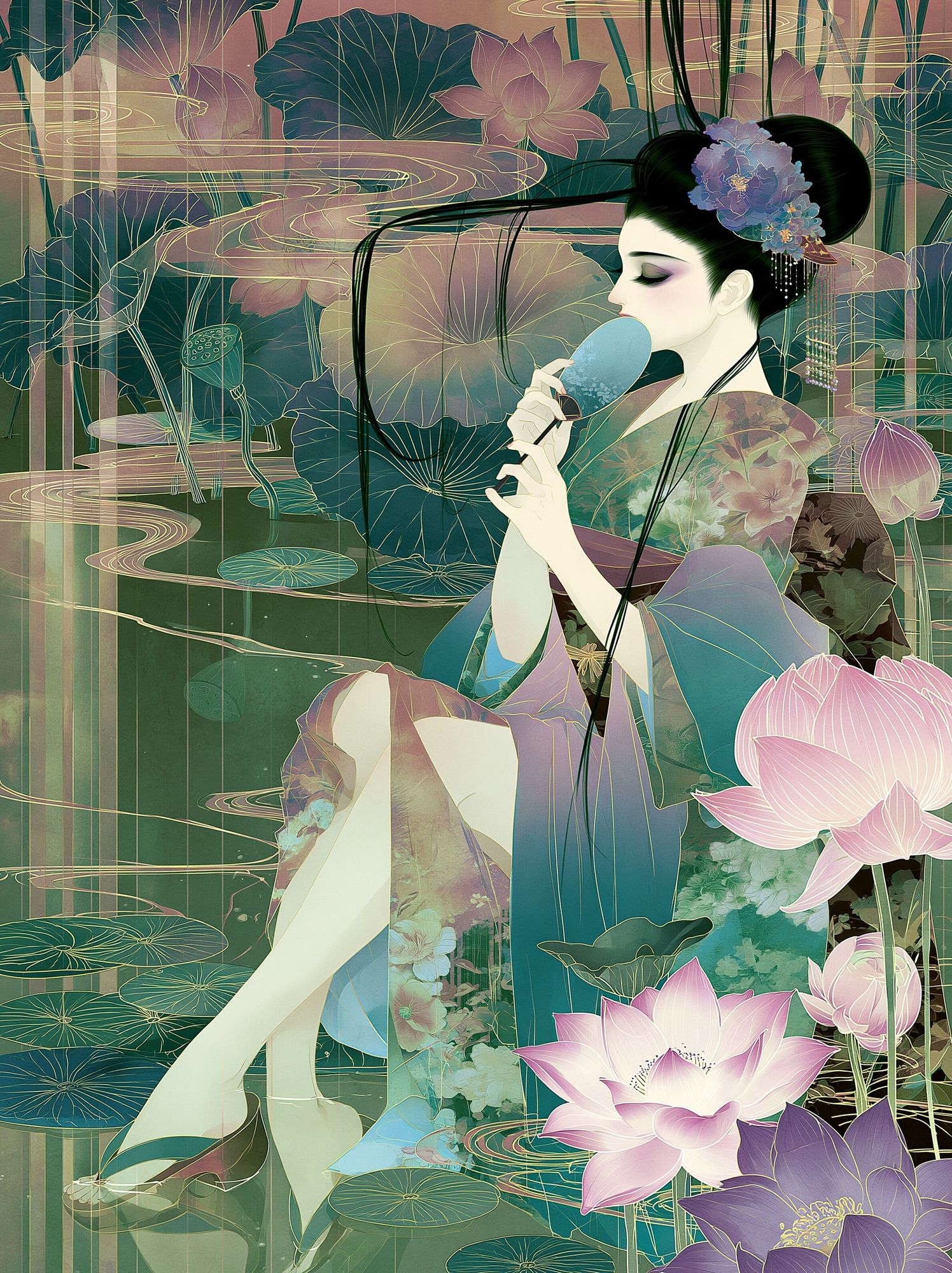 Lotus Geisha Digital Art Poster. poster — illustration art