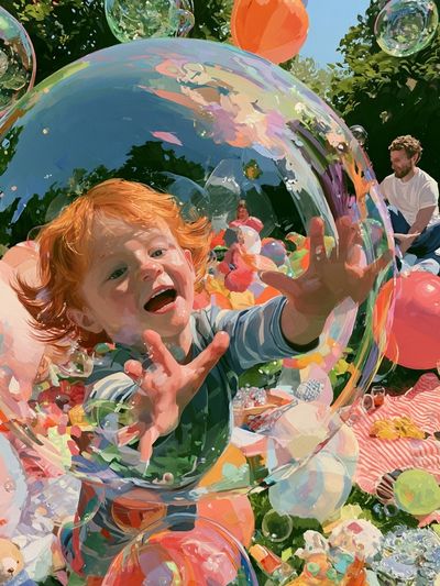 Bubble Playtime Illustration Poster.