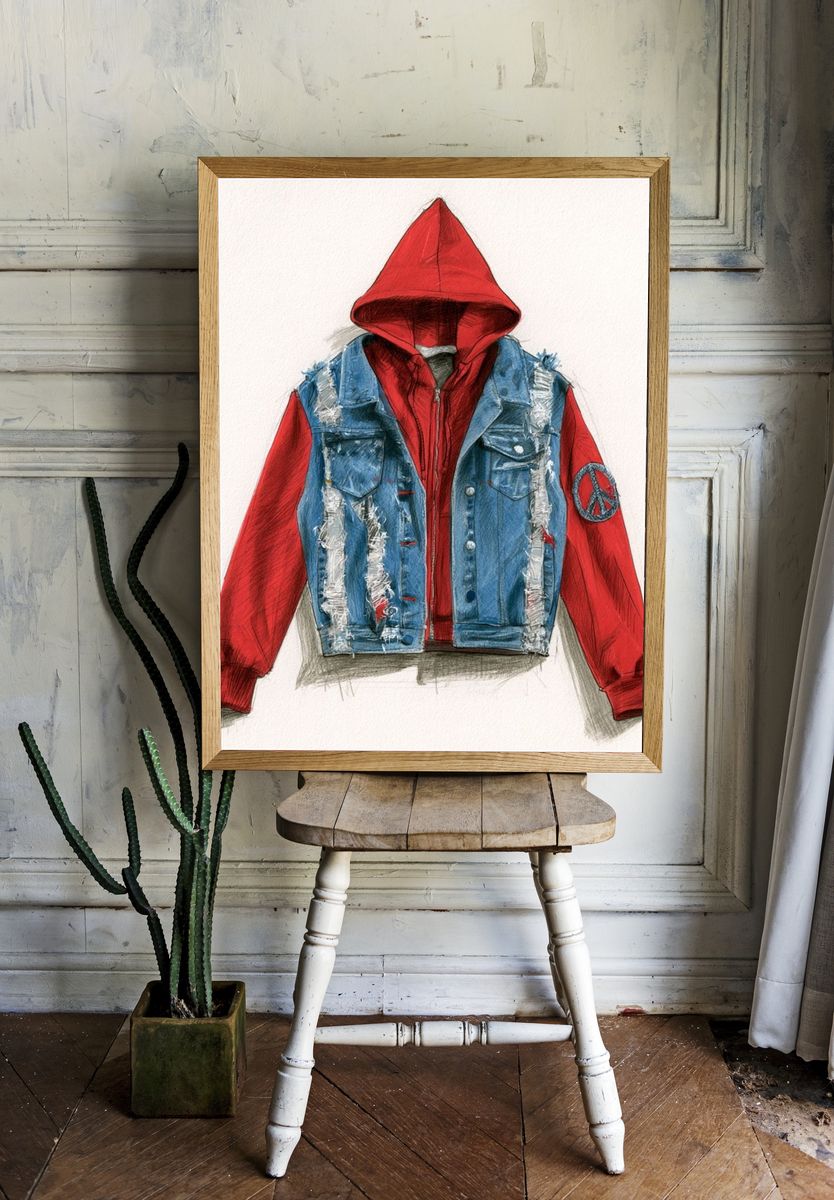 Punk Hoodie Jacket Illustration Poster. room preview